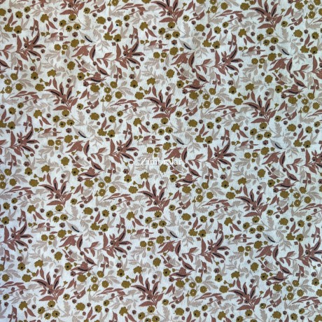 Tecido Popeline Florinhas Rosas e Amarelas 1.50m largura, Le Tissu By Domotex
